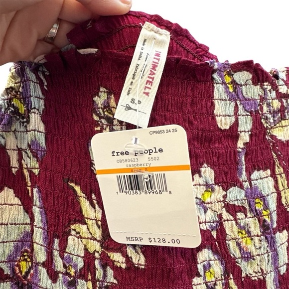 Free people Garden Party Burgundy Floral Print Maxi Dress NWT - Picture 7 of 7
